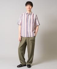 KHBGA35064 a.v.v MEN(アー・ヴェ・ヴェ) 【洗濯機で洗える】マルチストライプワイドシルエットシャツ ブルー系