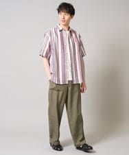 KHBGA35064 a.v.v MEN(アー・ヴェ・ヴェ) 【洗濯機で洗える】マルチストライプワイドシルエットシャツ ブルー系