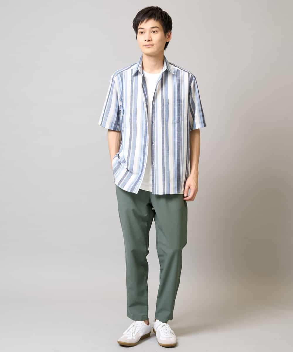 KHBGA35064 a.v.v MEN(アー・ヴェ・ヴェ) 【洗濯機で洗える】マルチストライプワイドシルエットシャツ ブルー系