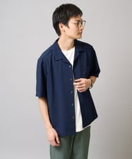 KHBGA40049 a.v.v MEN(アー・ヴェ・ヴェ) 【速乾/イージーケア】オープンカラーシャツ【夏リライト】 ネイビー