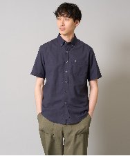 KHBGA43049 a.v.v MEN(アー・ヴェ・ヴェ) 【接触冷感/イージーケア】オックス　ワンポイント刺繍半袖シャツ【速乾/毛玉になりにくい】 ネイビー