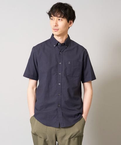 KHBGA43049 a.v.v MEN 【接触冷感/イージーケア】オックス　ワンポイント刺繍半袖シャツ【速乾/毛玉になりにくい】