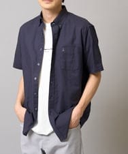KHBGA43049 a.v.v MEN(アー・ヴェ・ヴェ) 【イージーケア/速乾/毛玉になりにくい】オックス　ワンポイント刺繍ボタンダウンシャツ ネイビー