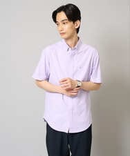 KHBGA43049 a.v.v MEN(アー・ヴェ・ヴェ) 【接触冷感/イージーケア】オックス　ワンポイント刺繍半袖シャツ【速乾/毛玉になりにくい】 ラベンダー