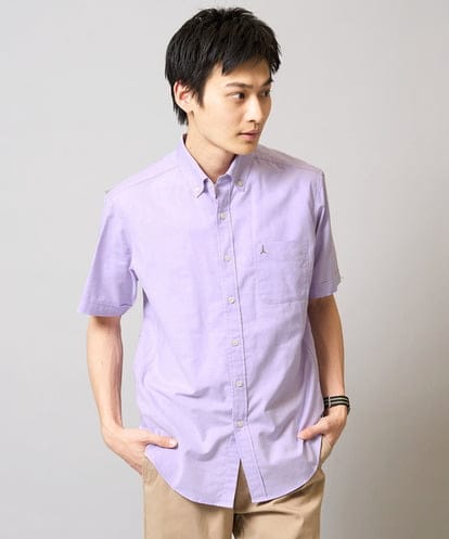 KHBGA43049 a.v.v MEN 【接触冷感/イージーケア】オックス　ワンポイント刺繍半袖シャツ【速乾/毛玉になりにくい】