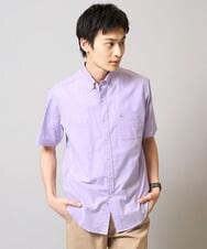 KHBGA43049 a.v.v MEN(アー・ヴェ・ヴェ) 【接触冷感/イージーケア】オックス　ワンポイント刺繍半袖シャツ【速乾/毛玉になりにくい】 ラベンダー