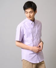KHBGA43049 a.v.v MEN(アー・ヴェ・ヴェ) 【イージーケア/速乾/毛玉になりにくい】オックス　ワンポイント刺繍ボタンダウンシャツ ラベンダー