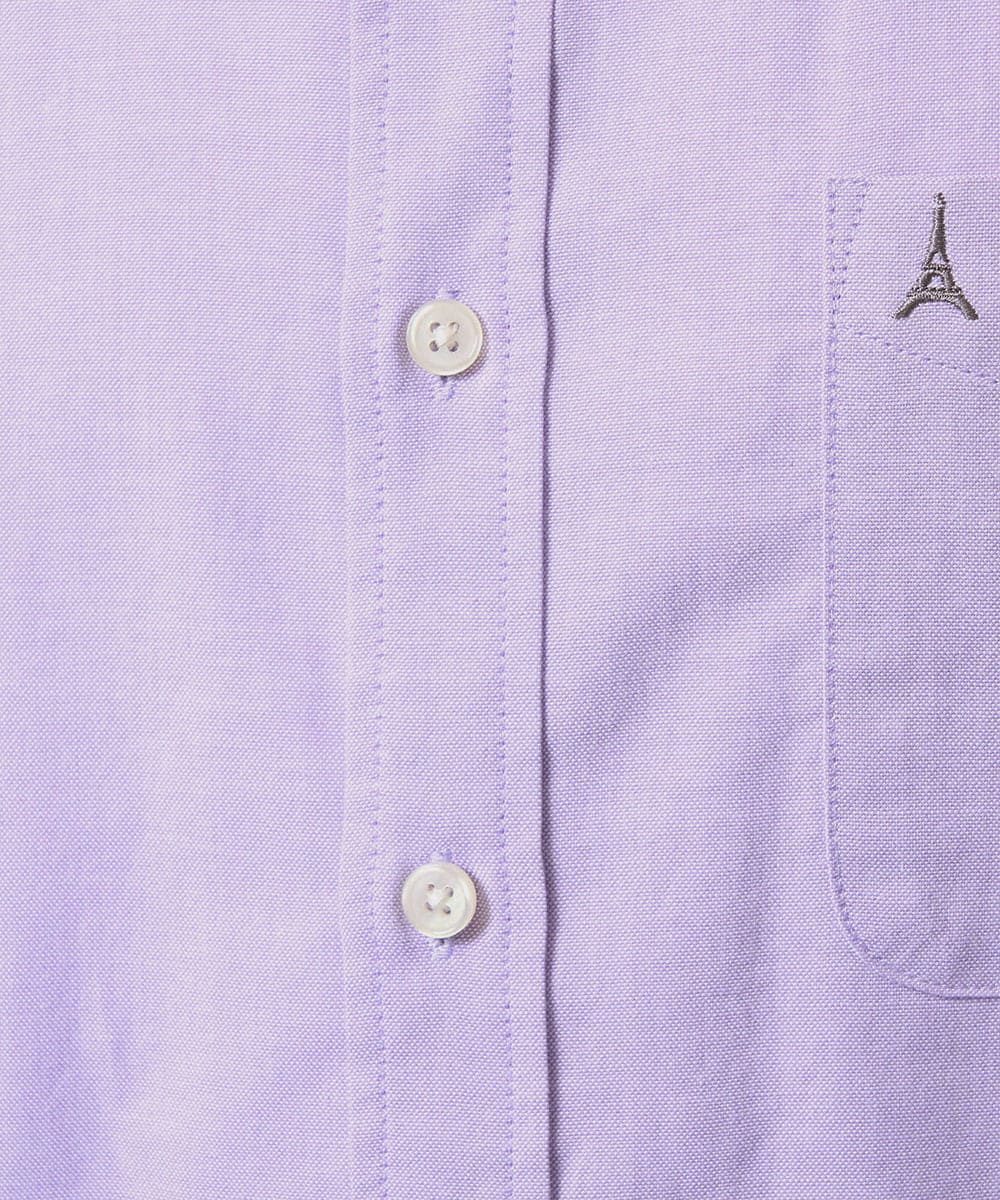 KHBGA43049 a.v.v MEN(アー・ヴェ・ヴェ) 【イージーケア/速乾/毛玉になりにくい】オックス　ワンポイント刺繍ボタンダウンシャツ ラベンダー