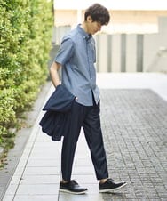 KHBGA43049 a.v.v MEN(アー・ヴェ・ヴェ) 【接触冷感/イージーケア】オックス　ワンポイント刺繍半袖シャツ【速乾/毛玉になりにくい】 ラベンダー