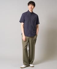 KHBGA43049 a.v.v MEN(アー・ヴェ・ヴェ) 【接触冷感/イージーケア】オックス　ワンポイント刺繍半袖シャツ【速乾/毛玉になりにくい】 ラベンダー