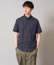 KHBGA43049 a.v.v MEN(アー・ヴェ・ヴェ) 【接触冷感/イージーケア】オックス　ワンポイント刺繍半袖シャツ【速乾/毛玉になりにくい】 ラベンダー