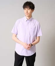 KHBGA43049 a.v.v MEN(アー・ヴェ・ヴェ) 【接触冷感/イージーケア】オックス　ワンポイント刺繍半袖シャツ【速乾/毛玉になりにくい】 ラベンダー