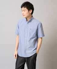 KHBGA43049 a.v.v MEN(アー・ヴェ・ヴェ) 【イージーケア/速乾/毛玉になりにくい】オックス　ワンポイント刺繍ボタンダウンシャツ ブルー