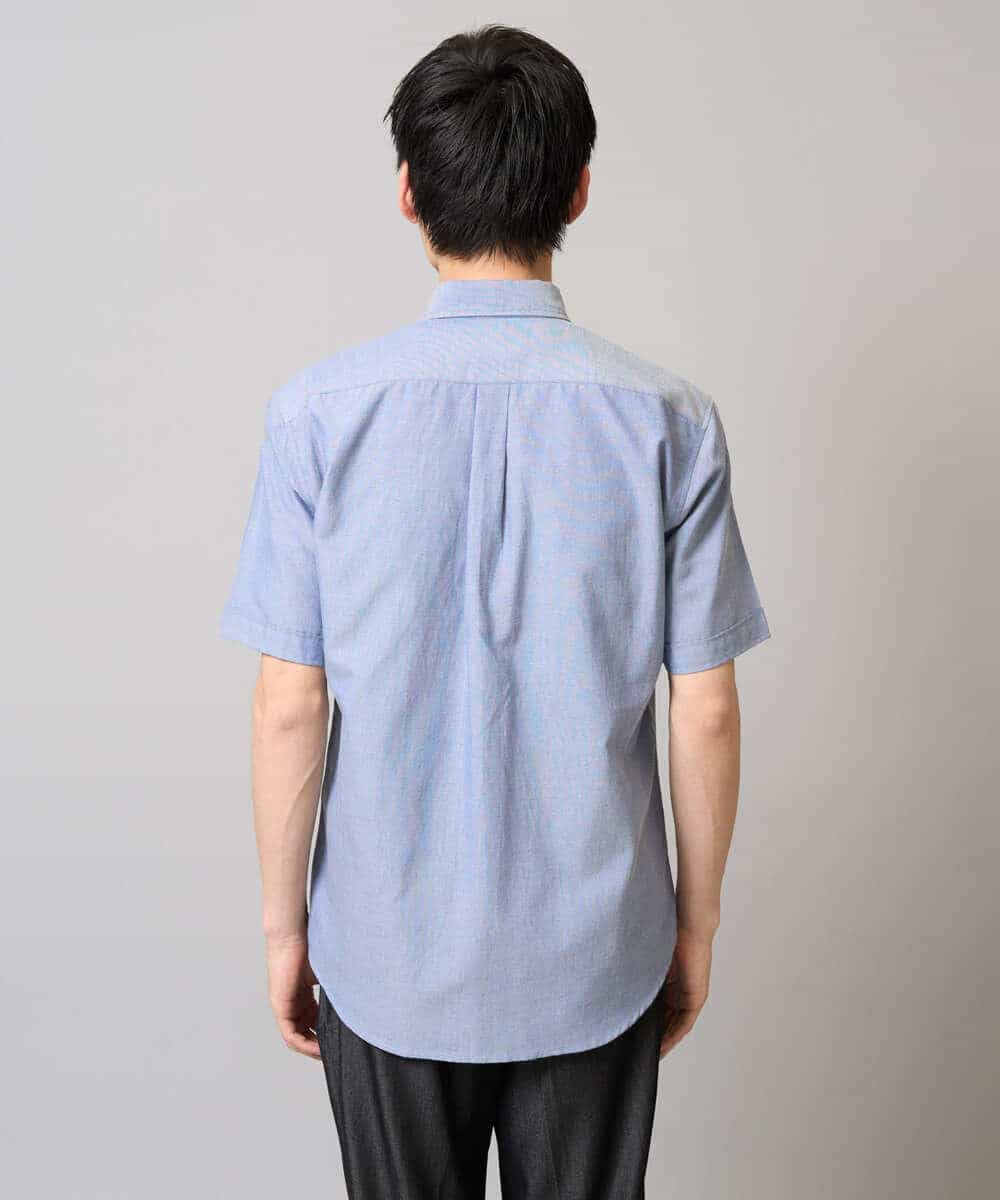 KHBGA43049 a.v.v MEN(アー・ヴェ・ヴェ) 【イージーケア/速乾/毛玉になりにくい】オックス　ワンポイント刺繍ボタンダウンシャツ ラベンダー