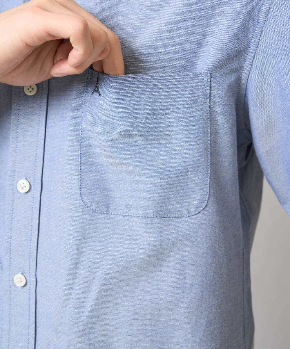 KHBGA43049 a.v.v MEN(アー・ヴェ・ヴェ) 【イージーケア/速乾/毛玉になりにくい】オックス　ワンポイント刺繍ボタンダウンシャツ ラベンダー
