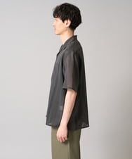 KHBGA49064 a.v.v MEN(アー・ヴェ・ヴェ) 【接触冷感】カラミストライプ五分袖オープンカラーシャツ ダークグレー