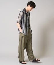 KHBGA61069 a.v.v MEN(アー・ヴェ・ヴェ) 【洗える】ランダムストライプ五分袖オープンカラーシャツ ブラック