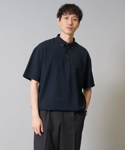 KHBGA76069 a.v.v MEN 【イージーケア/吸水速乾/毛玉になりにくい】シアサッカーワイドシルエットポロシャツ