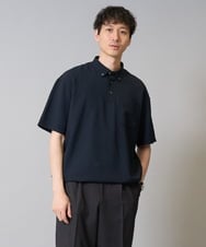 KHBGA76069 a.v.v MEN(アー・ヴェ・ヴェ) 【イージーケア/吸水速乾/毛玉になりにくい】シアサッカーワイドシルエットポロシャツ ネイビー