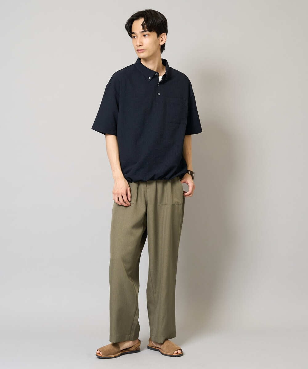 KHBGA76069 a.v.v MEN(アー・ヴェ・ヴェ) 【イージーケア/吸水速乾/毛玉になりにくい】シアサッカーワイドシルエットポロシャツ ダークグレー