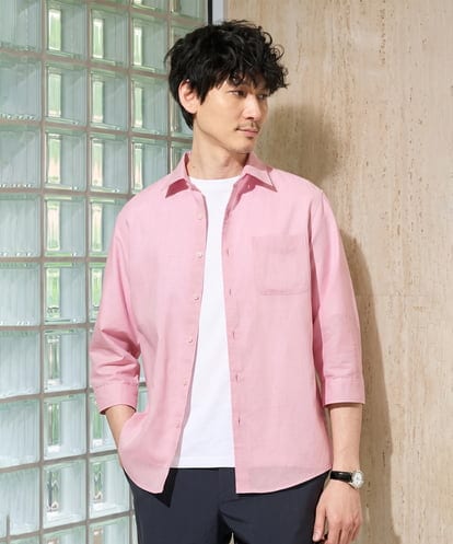 KHBGD30054 a.v.v MEN 累計15,000枚販売！リネン混シャツ【接触冷感 / 速乾/ストレッチ / イージーケア / 洗濯機で洗える】