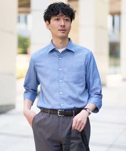 KHBGD30054 a.v.v MEN 【イージーケア/洗濯機で洗える/速乾/接触冷感/ストレッチ】ポリエステルアサシチブソデシャツ