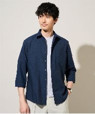 KHBGD30054 a.v.v MEN(アー・ヴェ・ヴェ) 【接触冷感/ストレッチ/イージーケア/洗濯機で洗える/速乾】ポリエステルアサシチブソデシャツ ネイビー