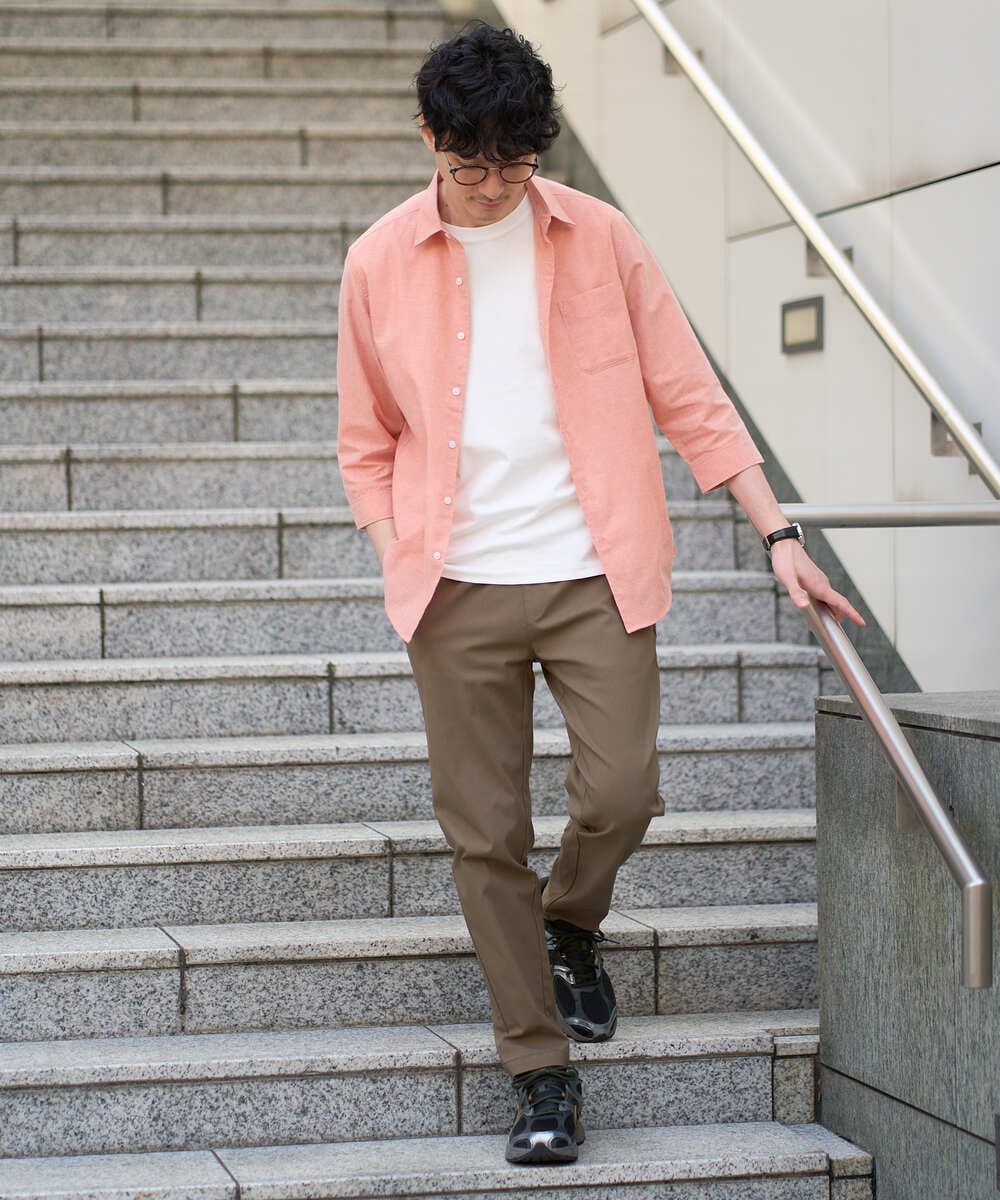 KHBGD30054 a.v.v MEN(アー・ヴェ・ヴェ) 【イージーケア/洗濯機で洗える/速乾/接触冷感/ストレッチ】ポリエステルアサシチブソデシャツ ラベンダー