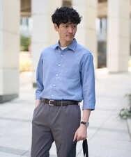 KHBGD30054 a.v.v MEN(アー・ヴェ・ヴェ) 【イージーケア/洗濯機で洗える/速乾/接触冷感/ストレッチ】ポリエステルアサシチブソデシャツ ラベンダー