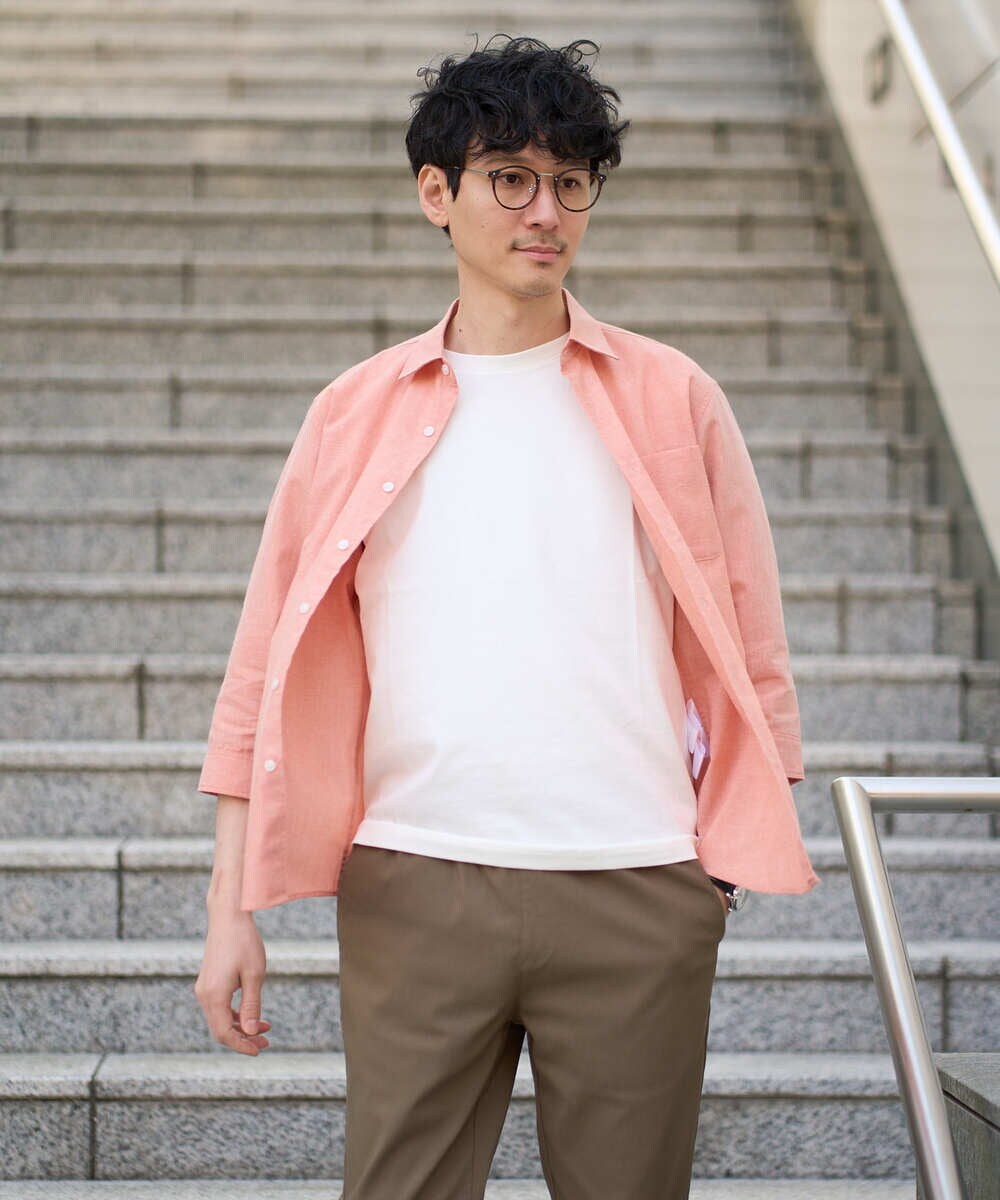 KHBGD30054 a.v.v MEN(アー・ヴェ・ヴェ) 【イージーケア/洗濯機で洗える/速乾/接触冷感/ストレッチ】ポリエステルアサシチブソデシャツ ラベンダー