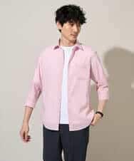 KHBGD30054 a.v.v MEN(アー・ヴェ・ヴェ) 【イージーケア/洗濯機で洗える/速乾/接触冷感/ストレッチ】ポリエステルアサシチブソデシャツ ピンク