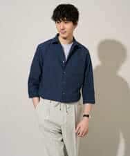 KHBGD30054 a.v.v MEN(アー・ヴェ・ヴェ) 【イージーケア/洗濯機で洗える/速乾/接触冷感/ストレッチ】ポリエステルアサシチブソデシャツ ネイビー