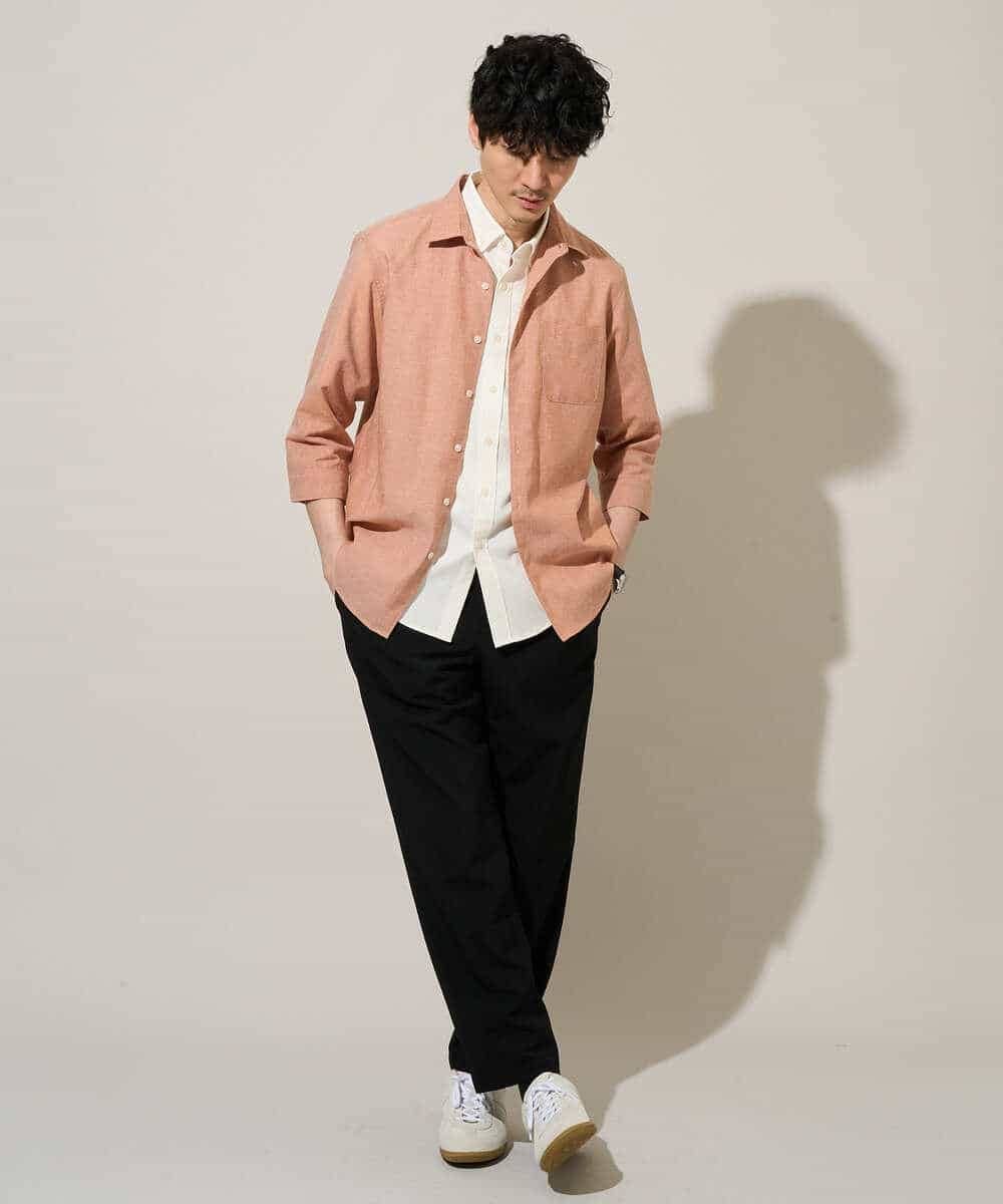 KHBGD30054 a.v.v MEN(アー・ヴェ・ヴェ) 【イージーケア/洗濯機で洗える/速乾/接触冷感/ストレッチ】ポリエステルアサシチブソデシャツ ラベンダー