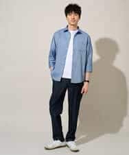 KHBGD30054 a.v.v MEN(アー・ヴェ・ヴェ) 【イージーケア/洗濯機で洗える/速乾/接触冷感/ストレッチ】ポリエステルアサシチブソデシャツ ラベンダー