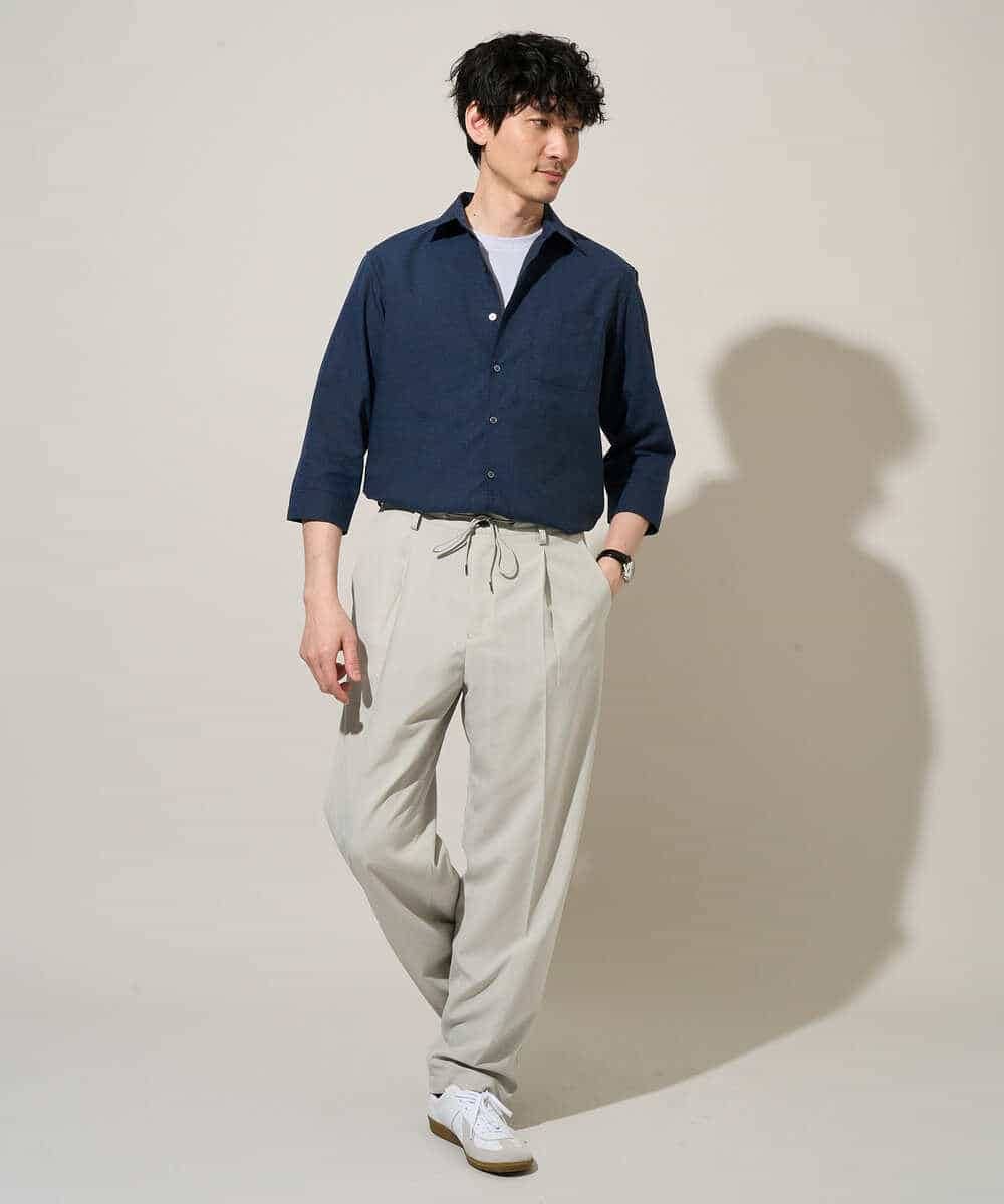 KHBGD30054 a.v.v MEN(アー・ヴェ・ヴェ) 【イージーケア/洗濯機で洗える/速乾/接触冷感/ストレッチ】ポリエステルアサシチブソデシャツ ラベンダー