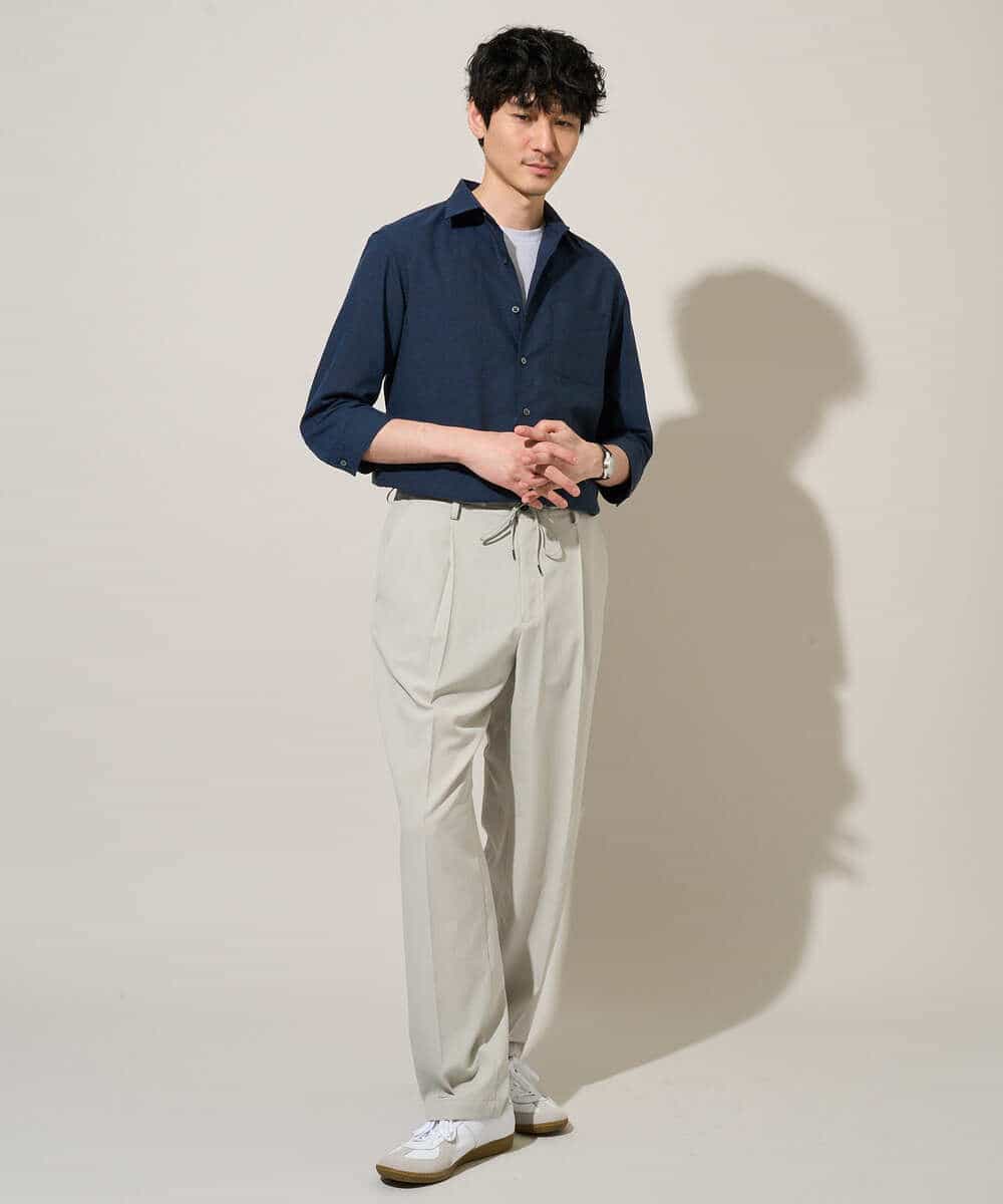 KHBGD30054 a.v.v MEN(アー・ヴェ・ヴェ) 【イージーケア/洗濯機で洗える/速乾/接触冷感/ストレッチ】ポリエステルアサシチブソデシャツ ラベンダー