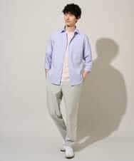 KHBGD30054 a.v.v MEN(アー・ヴェ・ヴェ) 【イージーケア/洗濯機で洗える/速乾/接触冷感/ストレッチ】ポリエステルアサシチブソデシャツ ラベンダー