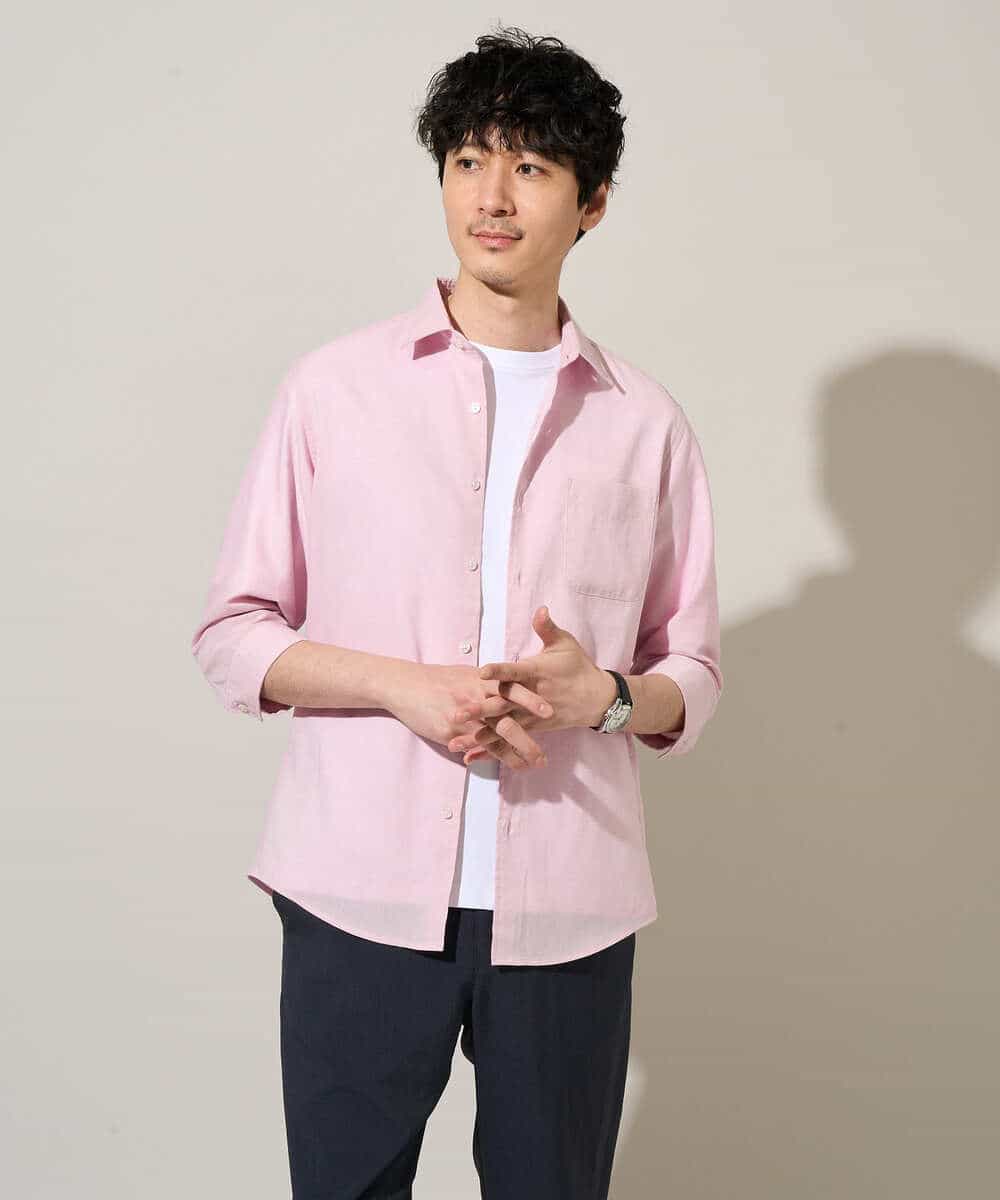 KHBGD30054 a.v.v MEN(アー・ヴェ・ヴェ) 【イージーケア/洗濯機で洗える/速乾/接触冷感/ストレッチ】ポリエステルアサシチブソデシャツ ラベンダー