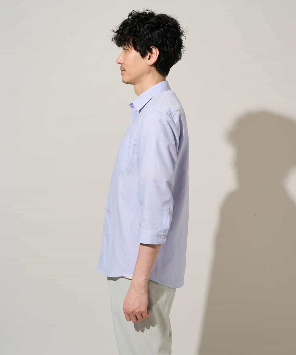 KHBGD30054 a.v.v MEN(アー・ヴェ・ヴェ) 【イージーケア/洗濯機で洗える/速乾/接触冷感/ストレッチ】ポリエステルアサシチブソデシャツ ラベンダー