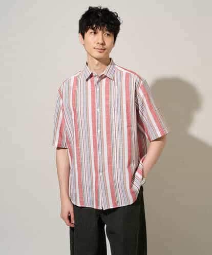 KHBGD35069 a.v.v MEN 【洗濯機で洗える】マルチストライプワイドシルエットシャツ