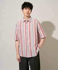 KHBGD35069 a.v.v MEN(アー・ヴェ・ヴェ) 【洗濯機で洗える】マルチストライプワイドシルエットシャツ レッド