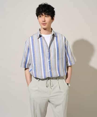 KHBGD35069 a.v.v MEN 【洗濯機で洗える】マルチストライプワイドシルエットシャツ