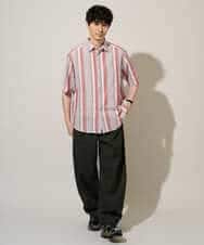 KHBGD35069 a.v.v MEN(アー・ヴェ・ヴェ) 【洗濯機で洗える】マルチストライプワイドシルエットシャツ ブルー