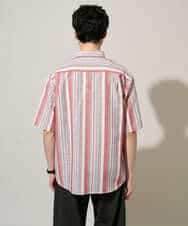 KHBGD35069 a.v.v MEN(アー・ヴェ・ヴェ) 【洗濯機で洗える】マルチストライプワイドシルエットシャツ ブルー