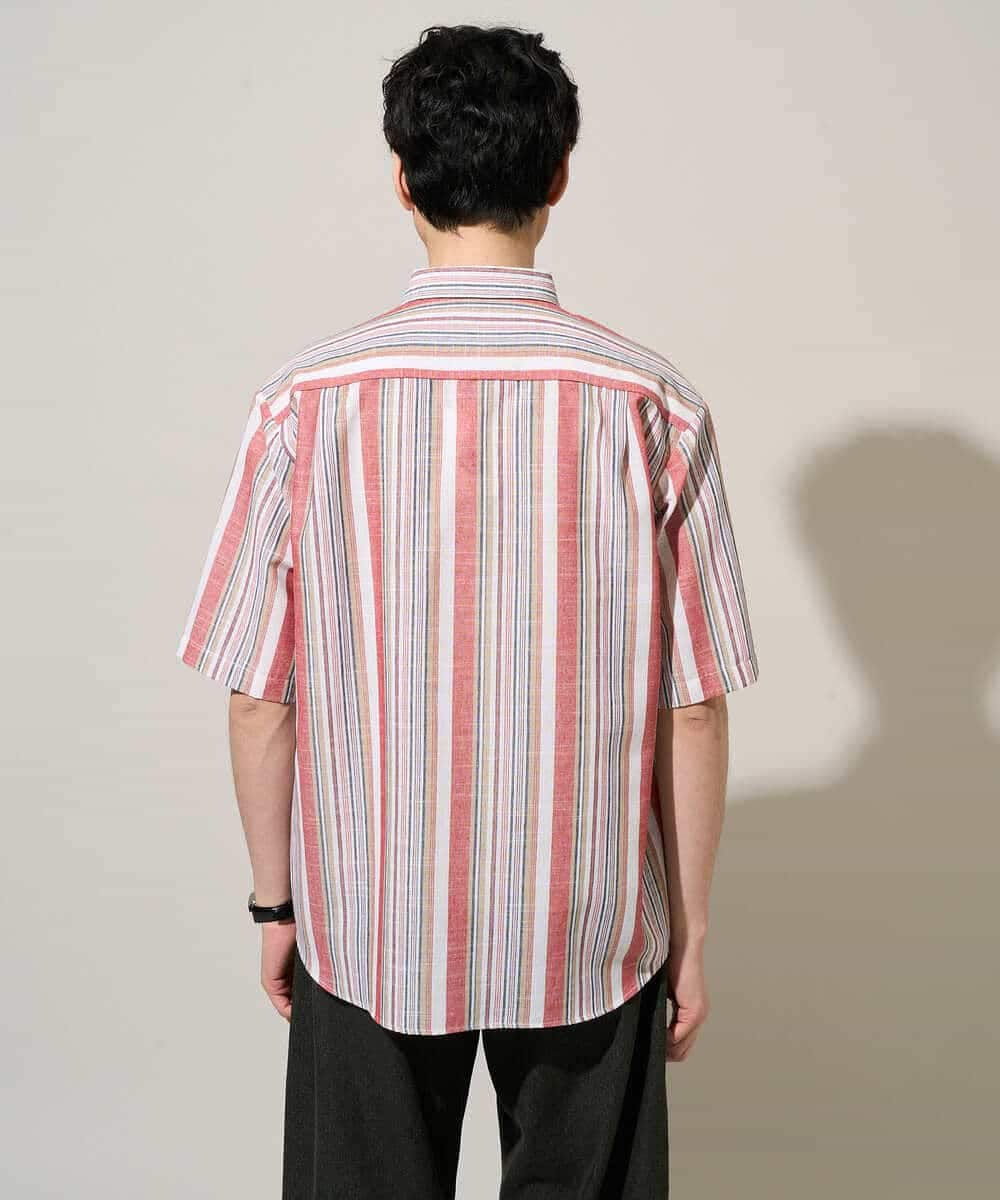 KHBGD35069 a.v.v MEN(アー・ヴェ・ヴェ) 【洗濯機で洗える】マルチストライプワイドシルエットシャツ ブルー