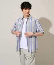 KHBGD35069 a.v.v MEN(アー・ヴェ・ヴェ) 【洗濯機で洗える】マルチストライプワイドシルエットシャツ ブルー