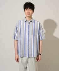 KHBGD35069 a.v.v MEN(アー・ヴェ・ヴェ) 【洗濯機で洗える】マルチストライプワイドシルエットシャツ ブルー