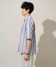 KHBGD35069 a.v.v MEN(アー・ヴェ・ヴェ) 【洗濯機で洗える】マルチストライプワイドシルエットシャツ ブルー