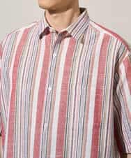 KHBGD35069 a.v.v MEN(アー・ヴェ・ヴェ) 【洗濯機で洗える】マルチストライプワイドシルエットシャツ ブルー