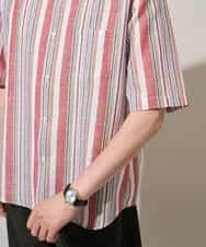 KHBGD35069 a.v.v MEN(アー・ヴェ・ヴェ) 【洗濯機で洗える】マルチストライプワイドシルエットシャツ ブルー